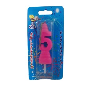 VELA ANIVERSÁRIO N 5 -  ROSA