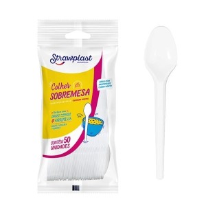 COLHER SOBREMESA STRAWPLAST 50UN
